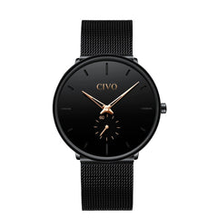 CIVO Fashion Watch Men Waterproof Slim Mesh Strap Minimalist Wrist Watches For Men Quartz Sports Watch Clock Relogio Masculino