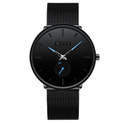 CIVO Fashion Watch Men Waterproof Slim Mesh Strap Minimalist Wrist Watches For Men Quartz Sports Watch Clock Relogio Masculino