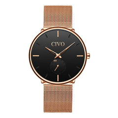 CIVO Fashion Watch Men Waterproof Slim Mesh Strap Minimalist Wrist Watches For Men Quartz Sports Watch Clock Relogio Masculino
